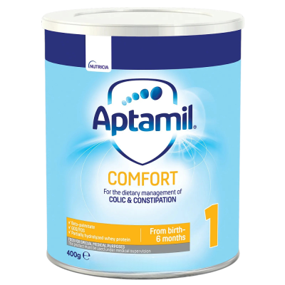 Мляко за кърмачета Aptamil Comfort 1, с леки храносмилателни смущения 0-6 м 400 гр.