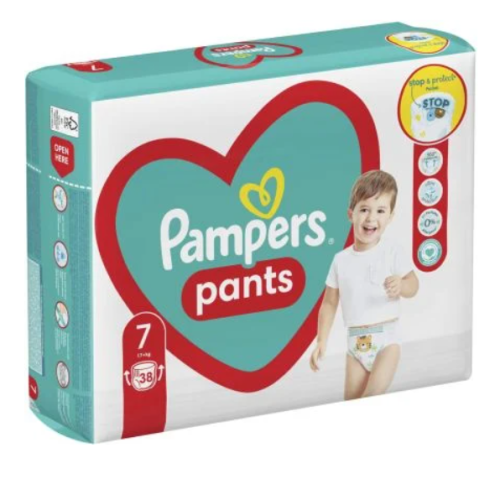 Гащички за еднократна употреба Pampers 7, 17+ кг 38 бр.