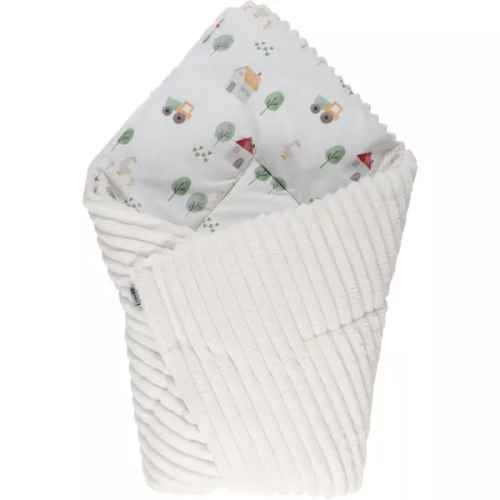 Бебешко одеяло и чувал 2в1 Bubaba, Бяло с камиончета