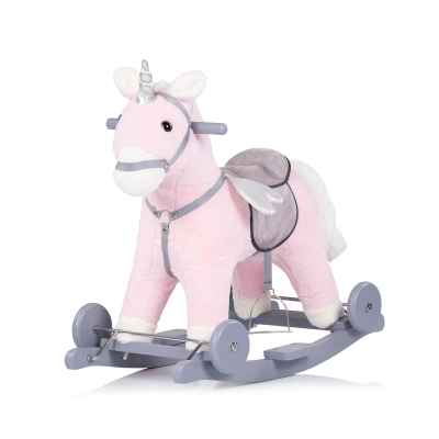 Конче-люлка със звук и колела Chipolino, розово