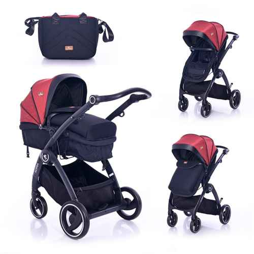 Комбинирана бебешка количка 2в1 Lorelli ADRIA, Black&Red РАЗПРОДАЖБА