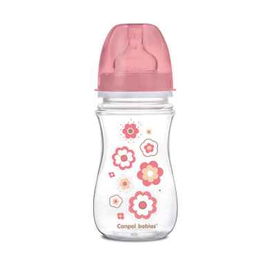 Антиколик шише с широко гърло Canpol Easy Start, Newborn Baby 240 мл, розово
