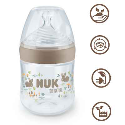 Шише NUK For Nature Temperature Control, 0+ м РР 150 мл. със силиконов биберон S, Бежово