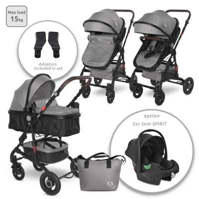 Комбинирана бебешка количка Lorelli Alba Premium, Opaline Grey + Адаптори