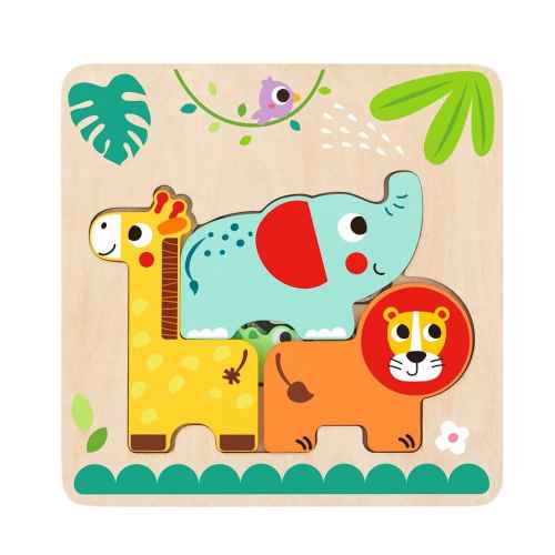 Дървен многопластов пъзел Tooky toy Animal 7 части
