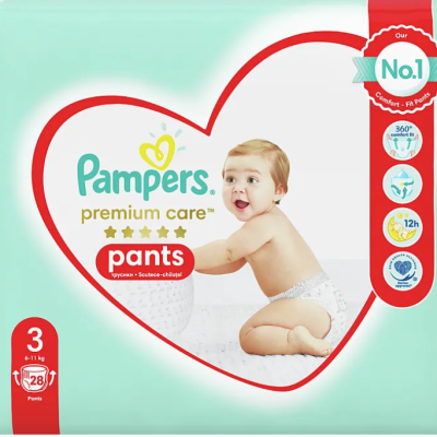 Гащички за еднократна употреба Pampers Premium Care 3, 6-11 кг 28 броя