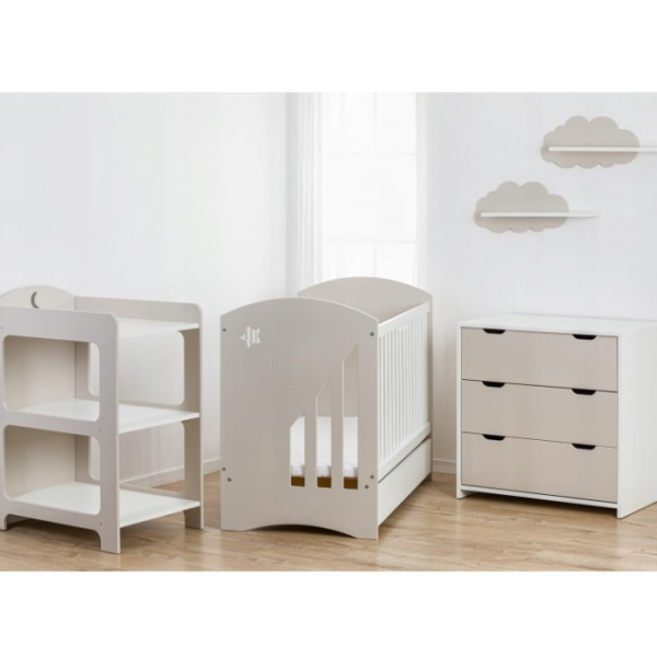 Детска стая Baby Moon - кошара, скрин, шкаф за повиване + матрак, бежов-5wuKw.png