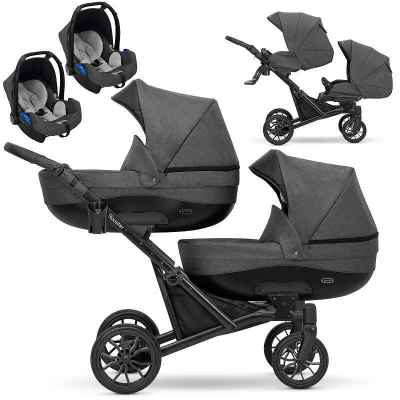 Бебешка количка за близнаци 3в1 Kunert Booster, графит