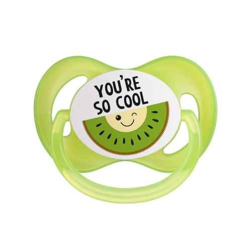 Силиконова залъгалка със симетрична форма Canpol So Cool 6-18м, киви