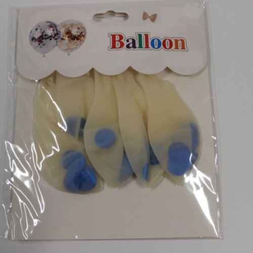 Балони с конфети синьо, 30см, 5бр