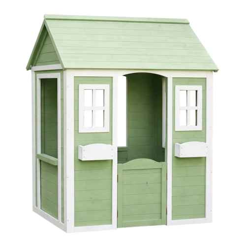 Детска дървена къща за игра Ginger Home, зелено и бяло