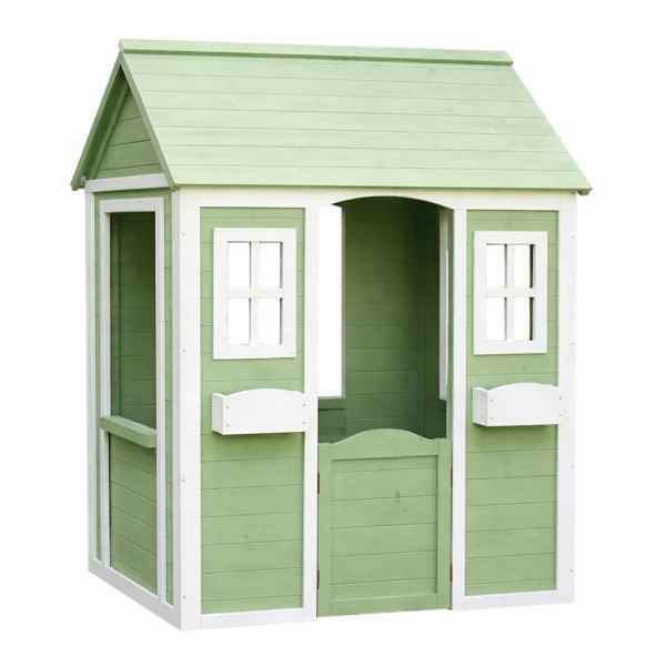 Детска дървена къща за игра Ginger Home, зелено и бяло-6VBft.jpeg