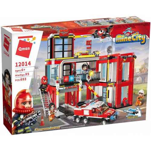 Конструктор Qman, MineCity, Противопожарна служба, 693 части