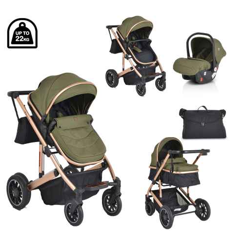 Комбинирана бебешка количка 3в1 Moni Thira, зелена