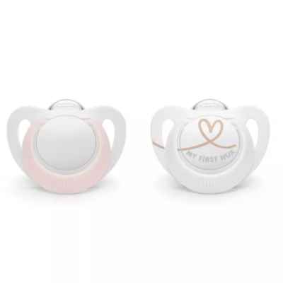 Силиконова залъгалка NUK Star, 0-6м, момиче, 2бр