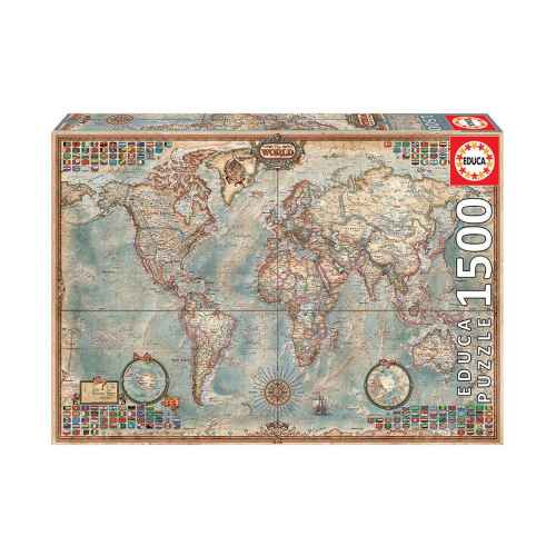 Пъзел Educa, Политическа карта на света, 1500 части