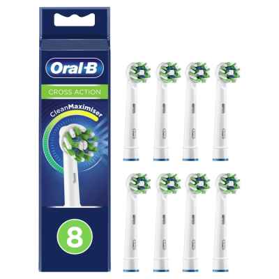 Накрайник за електрическа четка за зъби Oral-B Cross Action, бял 8 бр.