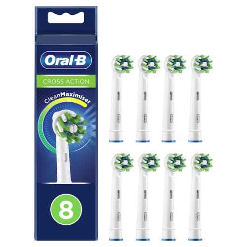 Накрайник за електрическа четка за зъби Oral-B Cross Action, бял 8 бр.