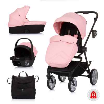 Комбинирана бебешка количка 3в1 Chipolino Линеа, фламинго