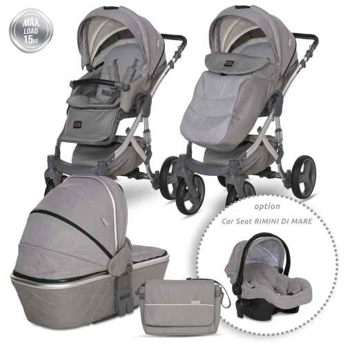 Комбинирана бебешка количка Lorelli Rimini Premium, Grey