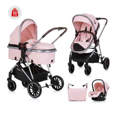 Комбинирана бебешка количка 3в1 Chipolino Аура, фламинго