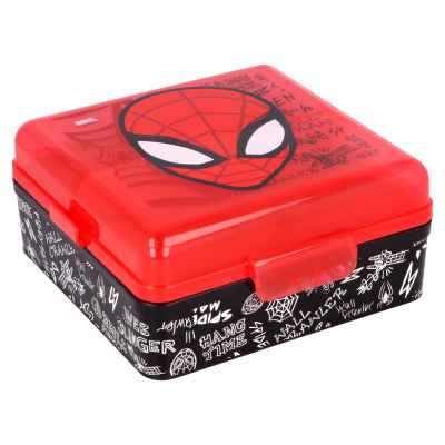 Кутия за храна с три отделения, Stor spiderman, черна