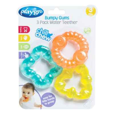 Комплект от 3 броя цветни гризалки с вода Playgro, 3м+