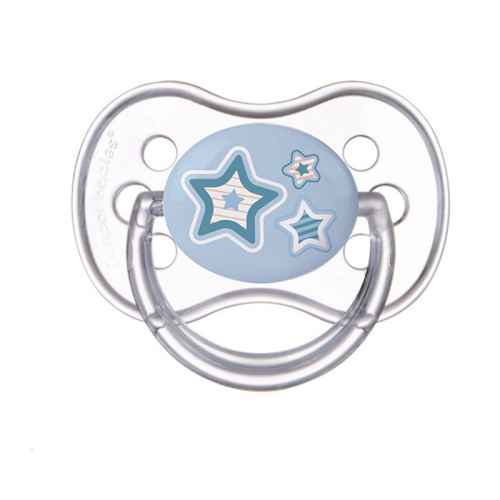 Силиконова залъгалка със симетрична форма Canpol Newborn Baby 6-18м, синя