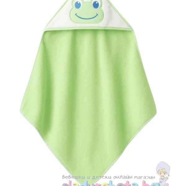 Хавлия с качулка Sunny Kids, Жабка в бяло/зелено-8Zfsh.jpeg