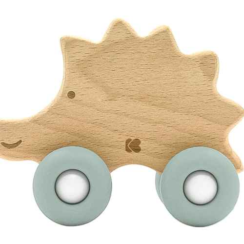 Дървена играчка с чесалка Kikka Boo Hedgehog, Mint РАЗПРОДАЖБА