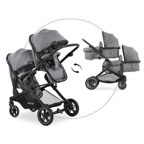 Бебешка количка за близнаци Hauck Atlantic Twin, Melange Grey