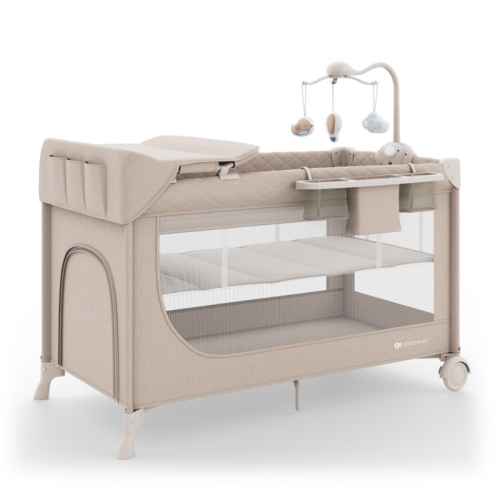 Бебешка сгъваема кошара KinderKraft LEODY UP, с аксесоари, Beige