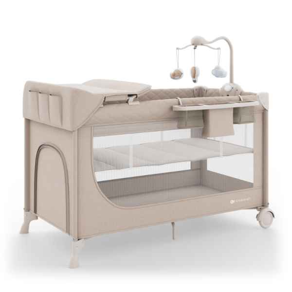 Бебешка сгъваема кошара KinderKraft LEODY UP, с аксесоари, Beige-A0rxA.jpeg