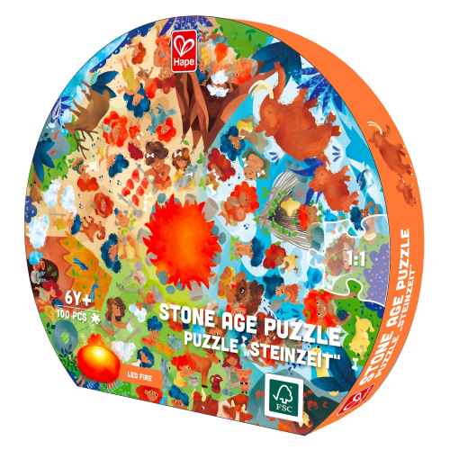Образователен пъзел за под Hape, Каменна ера, 57.5 см, 100 части