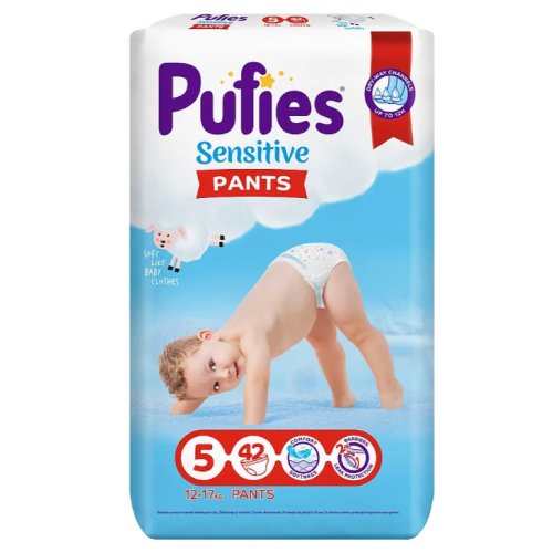 Памперс гащички Pufies Sensitive 5, 12-17 кг 42 бр.