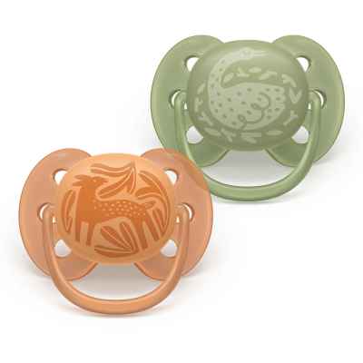 2 бр. залъгалки Philips Avent Ultra Soft 18м+, неутрални с декор