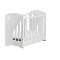 Детска стая Baby Moon - кошара, скрин, шкаф за повиване + матрак, бял-AUQGp.png