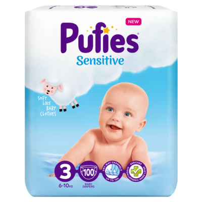 Памперси Pufies Sensitive 3 Midi, 6-10 кг 100 бр.