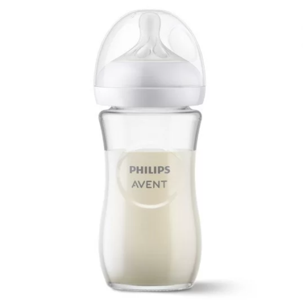 Стъклено шише за храна Philips Avent Natural Response 3.0 с биберон 1м+, 240 мл-B57CN.png
