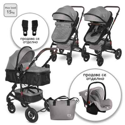 Комбинирана бебешка количка Lorelli Alba Premium, Opaline Grey