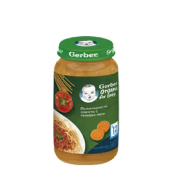 Бебешко пюре Gerber, Спагети с телешко 12м 250 гр.-Bmeeh.png
