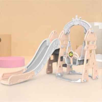 Комплект пързалка, люлка и кош за топка мулти Chipolino, розов