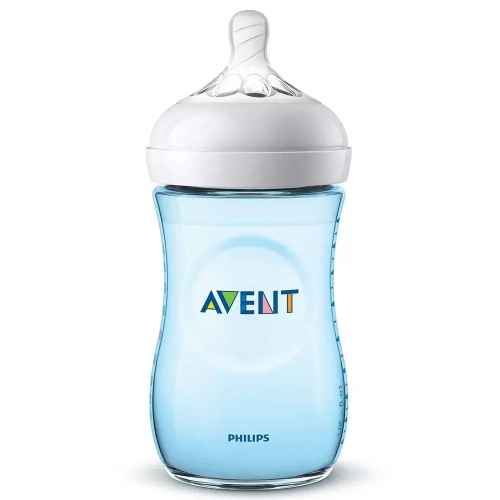 Шише за хранене AVENT Natural 260мл, 1м+, синьо