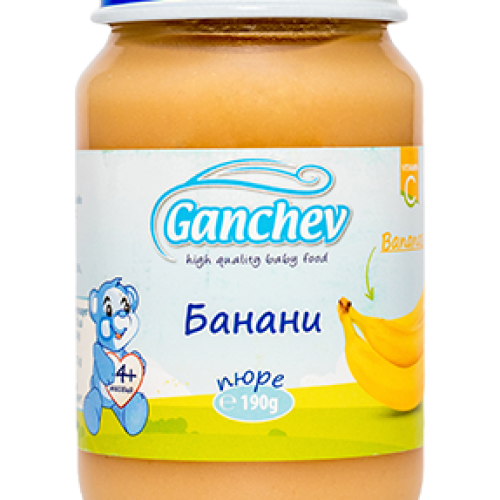 Бебешко пюре Ganchev, с банан 4м 190 гр.