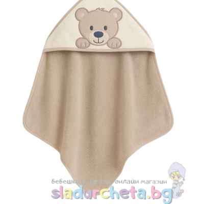Хавлия с качулка Sunny Kids, Мече в кафяво