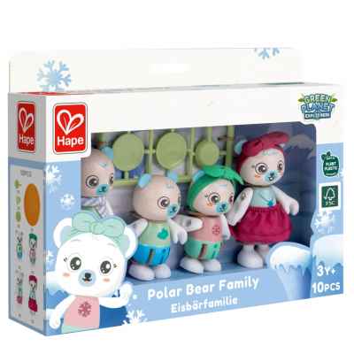 Комплект дървени фигури Hape, Семейство полярни мечки, 10 части