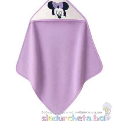 Хавлия с качулка Sunny Kids, Мини Маус в бяло/лилаво