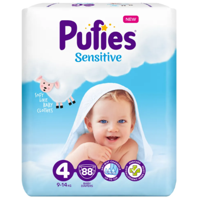 Памперси Pufies Sensitive 4 Maxi, 9-14 кг 88 бр.