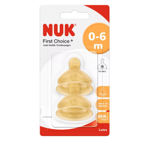 Биберони за хранене Nuk First choice, каучуков, M, 0-6 м, 2 бр.-CqDM4.png