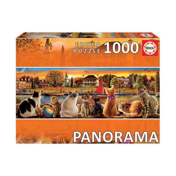 Панорамен пъзел Educa, Котки на кея, 1000 части-D76yh.jpeg